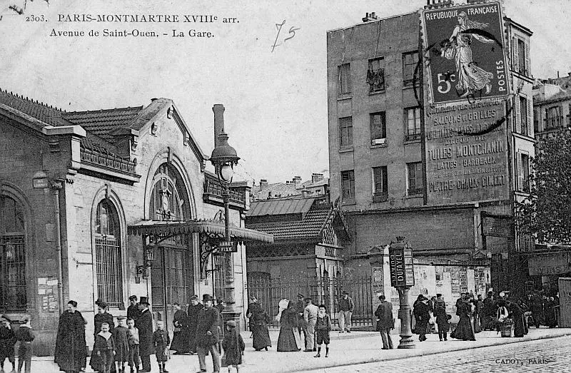 Gare de l'Avenue de Saint-Ouen - vue Sud, pré rue Belliard. 