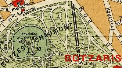 Plan du quartier des Buttes-Chaumont vers 1910 