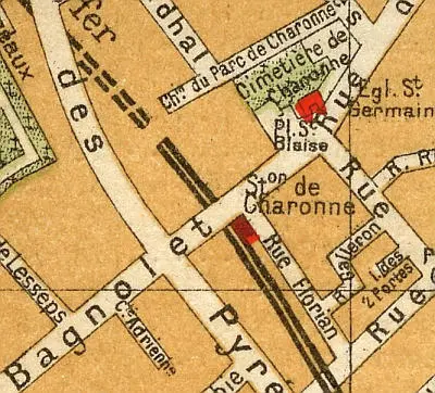 Plan du quartier de la station Charonne vers 1910 