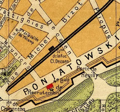 Plan du quartier de la gare Claude Decaen vers 1910 