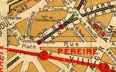 Plan du quartier de la station Courcelles-Levallois vers 1910 