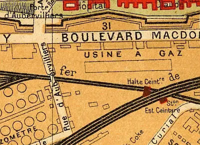 Plan du quartier de la halte Est-Ceinture vers 1910 