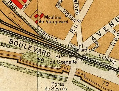 Plan du quartier de la gare de Grenelle vers 1910. 