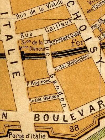 Plan du quartier de la gare de la Maison-Blanche vers 1910 