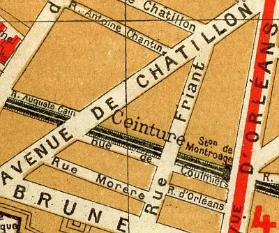 Plan du quartier de la gare Montrouge-Ceinture vers 1910 