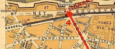 Plan du quartier de la gare Boulevard Ornano vers 1910 