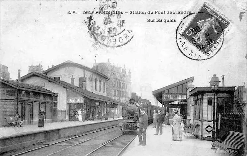Vue de la station Pont de Flandre vers 1900 
