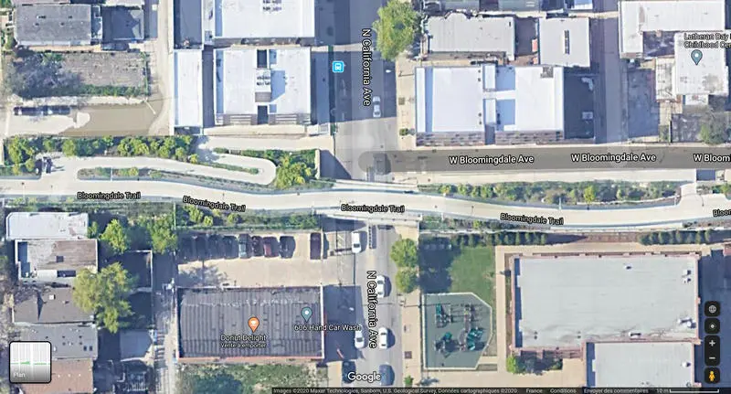 Vue aérienne d'accès au Bloomingdale Trail à Chicago 