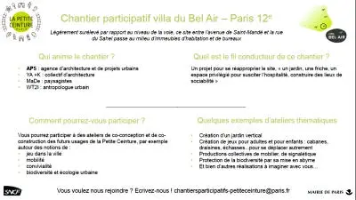 Descriptif du chantier participatif de la villa du Bel Air 