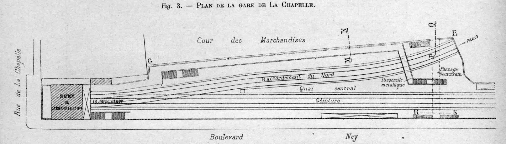 Plan des installations de la station La Chapelle-Saint Denis à partir de 1893 