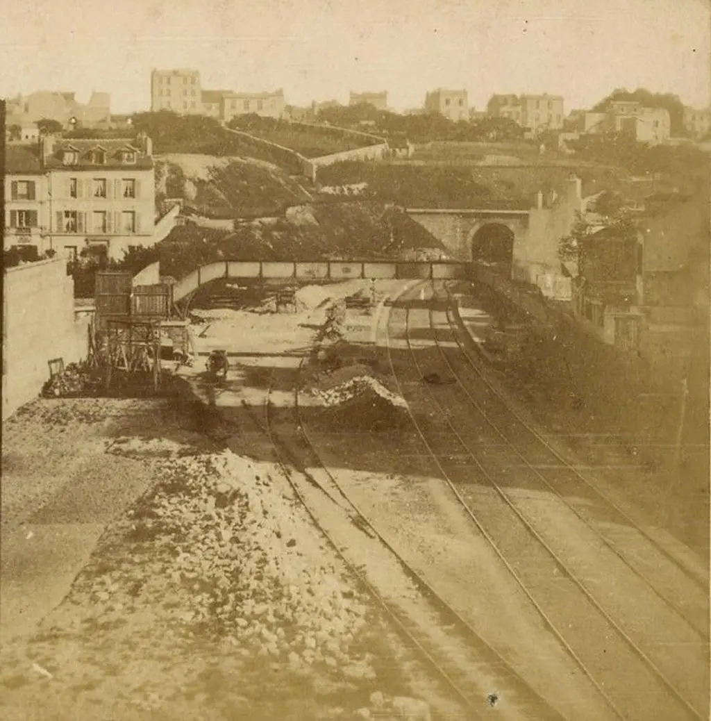 Station Ménilmontant et passerelle de la rue de la Mare avant 1868 