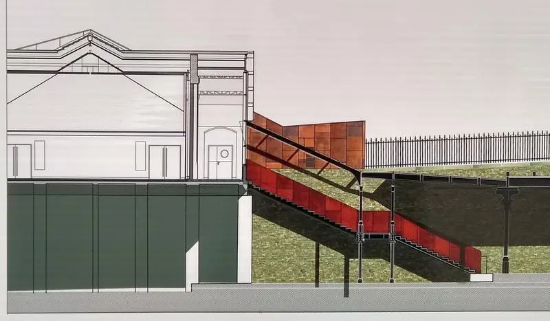 Plan en élévation de la rénovation de l'escalier extérieur de la station Avenue de Saint-Ouen 