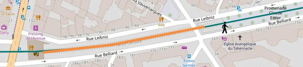 Promenade du 18e arrondissement : plan de la section avenue de Saint-Ouen - rue Vauvenargues 