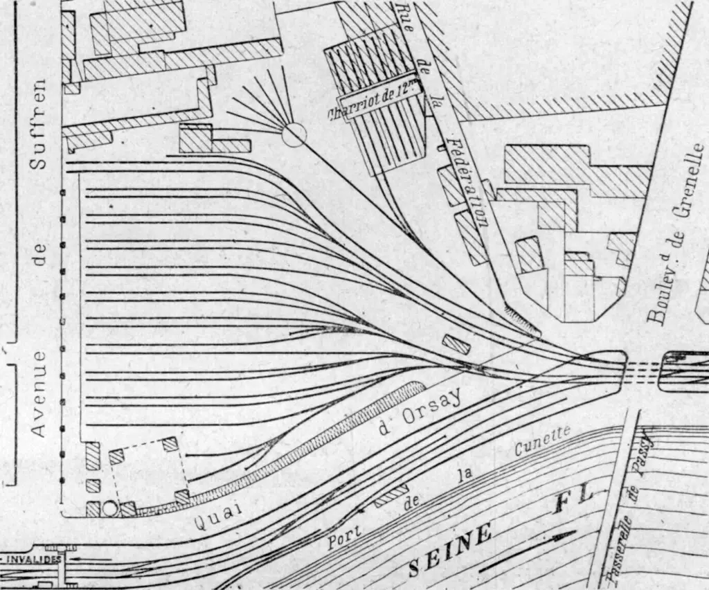Plan des installations de la gare terminus du Champ-de-Mars 